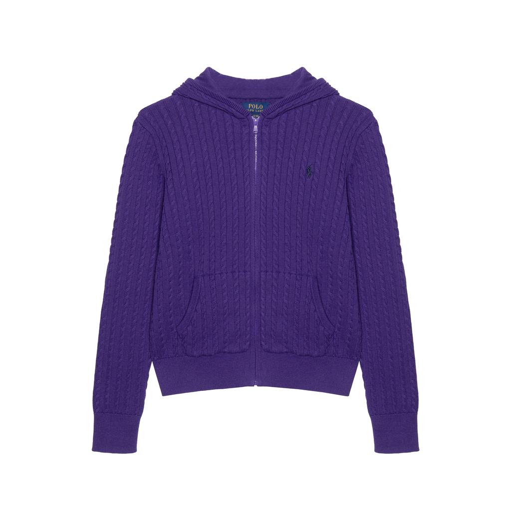 Polo Ralph Lauren Sweater Pony Logo Embroidered Zipper Hoodie Long Sleeve Kids Tops Purple 313916533-007