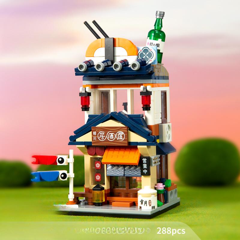 

Винтажный городской вид на улицу, почтовый магазин, креативный строительный блок, игрушка в подарок для детей