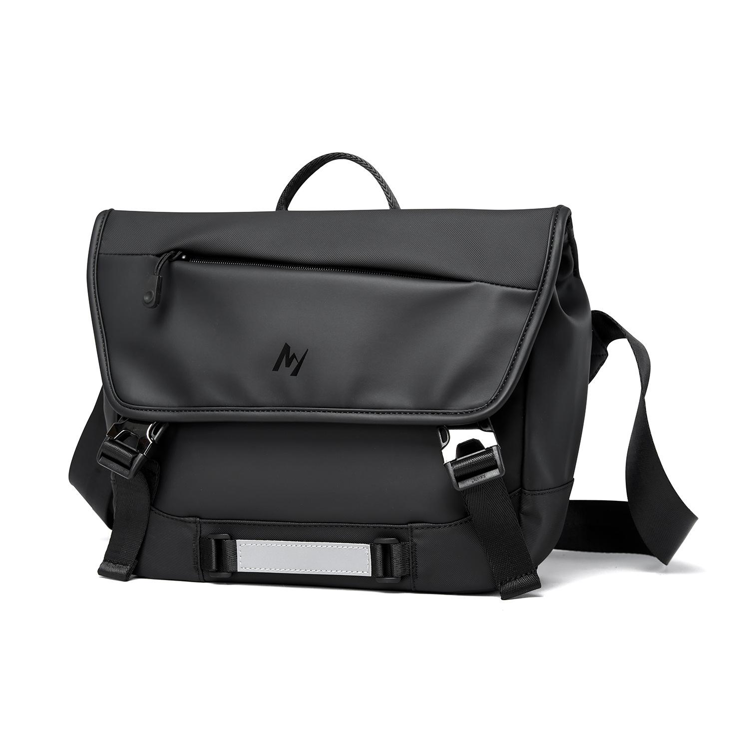 

Functional Crossbody Bag, Chest Bag, Men s Cycling Backpack, Leather Fashionable Single-shoulder Messenger Bag чёрный