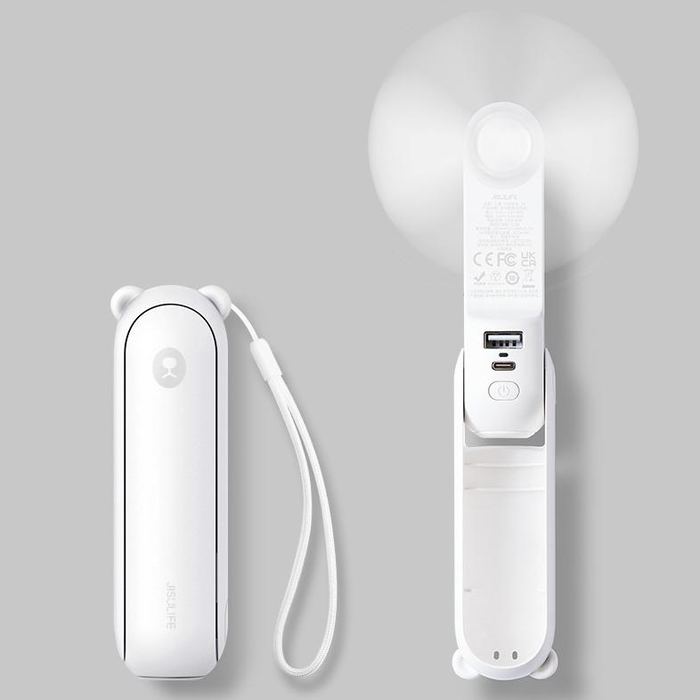 

Ручной мини-вентилятор, ручной вентилятор 3 в 1, небольшой карманный вентилятор с USB-аккумулятором и блоком питания, фонарик, портативный вентилятор для путешествий/лета, подарки для женщин белый