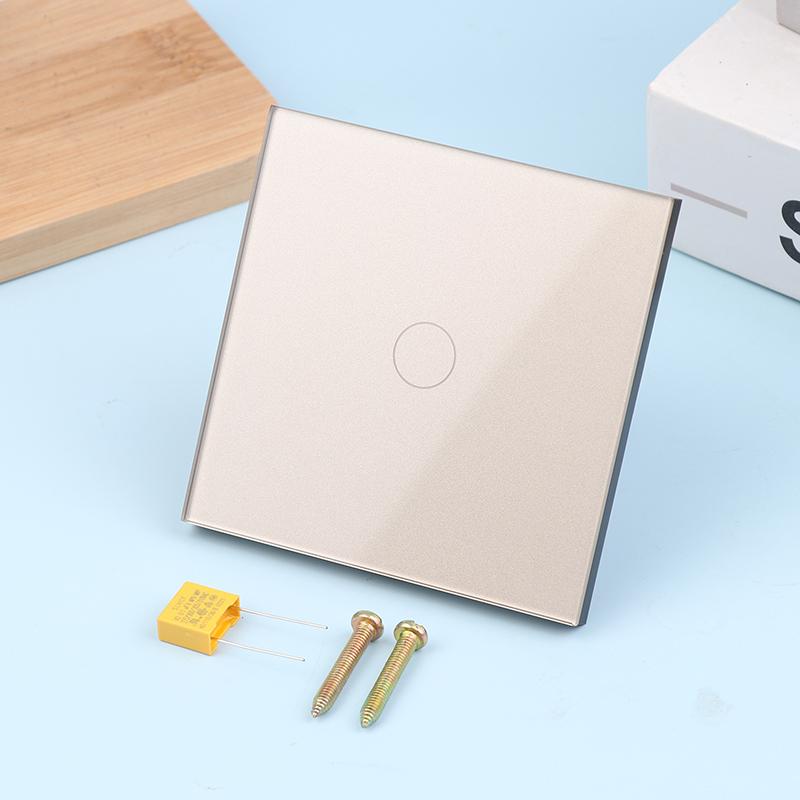 1/2/3fach Touchschalter 1-Weg Typ-C USB Wandsteckdosen Lichtschalter mit Steckdosen Glasplatte Gold