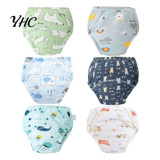 Unisex Bebek Çiş Pantolonu 6 Adet Tuvalet Eğitimi İç Çamaşırı Nefes Alabilir Bebek Bezleri Sızdırmaz Tuvalet Yıkanabilir Ayarlanabilir Lastikli Bel Bandı