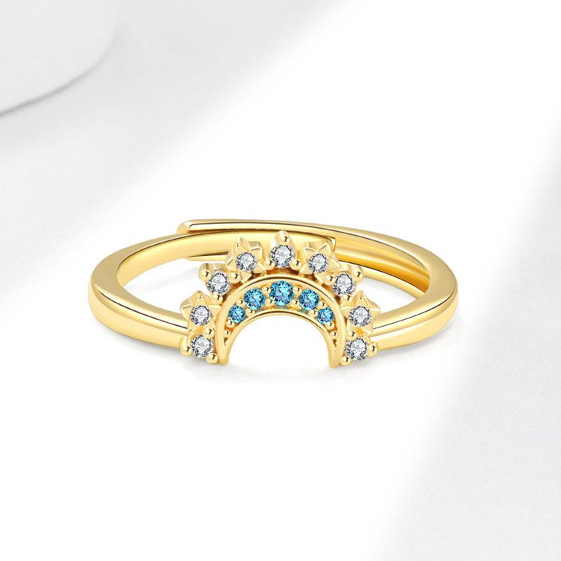 Sun And Moon Couple Rings For Women Stackable Celestial Band Set Friendship Promise Gift Jewelry For Her