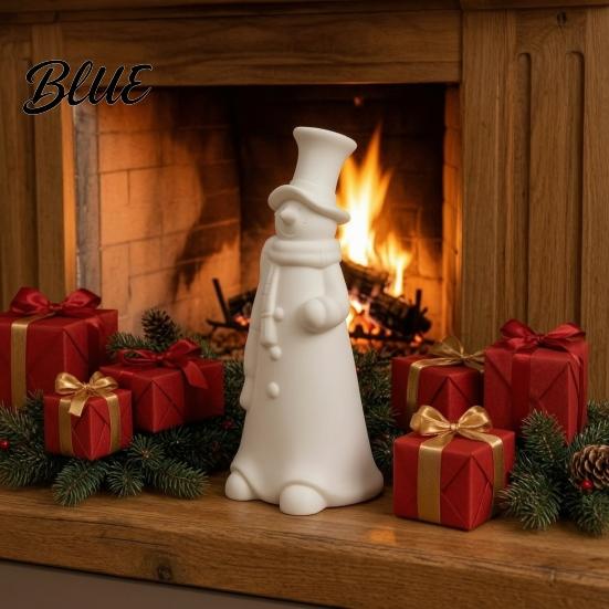 DIY White Ornament for Painting 3D Printed Smiling Snowman Statue Christmas Decor Minimalist Tall Holiday Store Display Props Tabletop Figurine Xmas