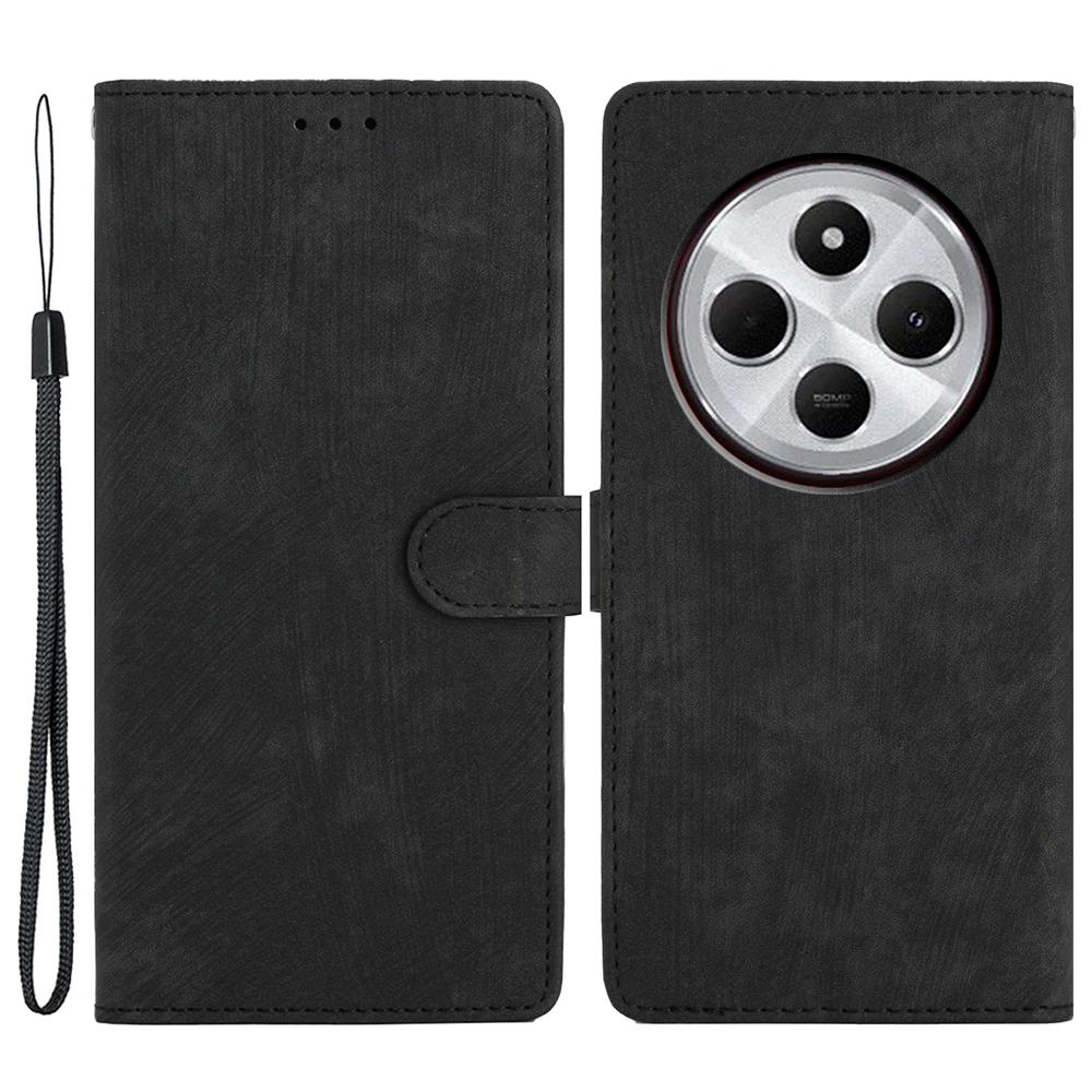 

For Xiaomi Redmi A4 5G Case with Card Clots Skin-Touch PU Leather Phone Cover Stand Black
