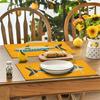 4pcs Cute Fish Print Placemats- Vibrant Orange and White Polka Dot Design, Durable Polyester Rectangular Washable Placemats, Suitable for Holiday