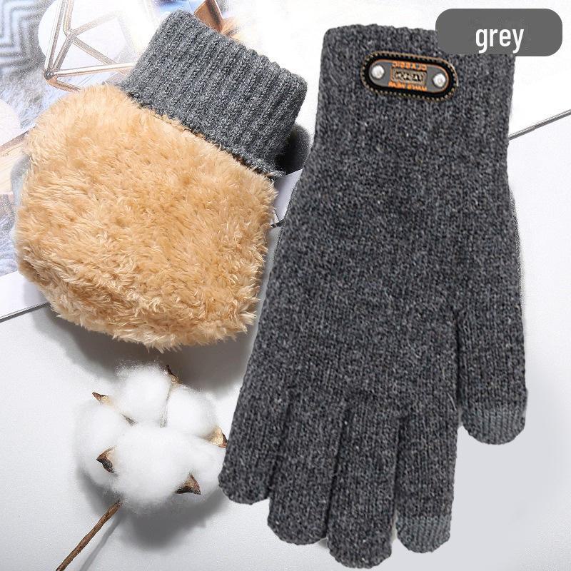

Мужские зимние перчатки для сенсорных экранов: Двухслойный, плотный, теплый, шерстяной трикотаж с добавлением бархата, устойчив к холоду для езды на велосипеде на открытом воздухе. double layer/arctic fleece lining, XL темно-серого