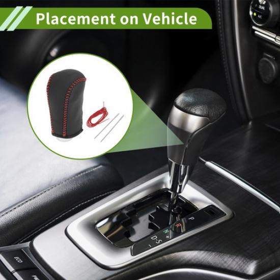 Car Gear Shift Knob Cover for Nissan Altima 2008-2012 Black Red Faux Leather