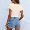 Women’s V Neck Ribbed Knit Short Sleeve Pullover Top Soft Lightweight Stretchy Basic Sweater Blouse Casual Slim Fit Tee Shirt