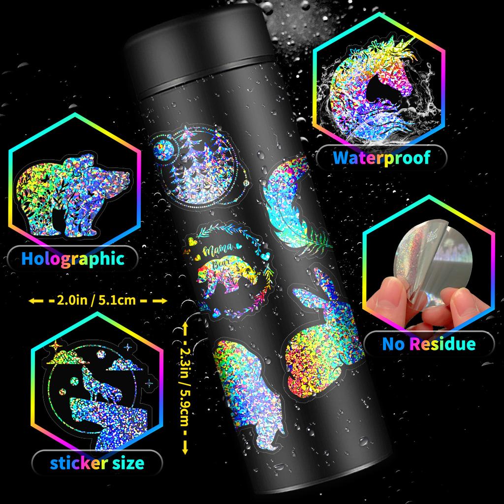 T01040671 Clearance 100 Sheets Transparent Laser Sticker Dream Forest Sticker Bag Two-Color Laser Gold