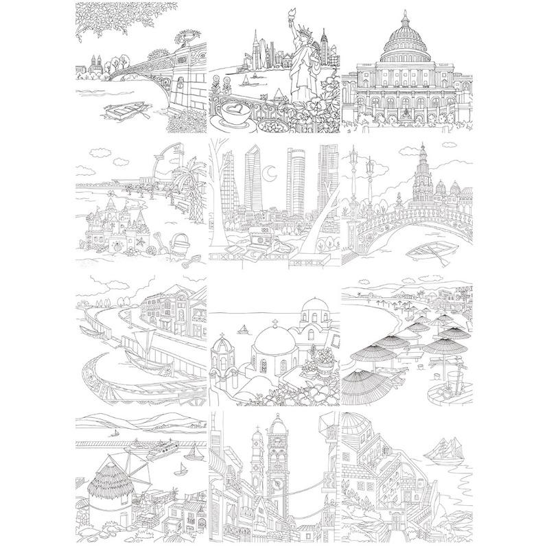Erwachsenen Mandala Malbuch Landschaft Stressabbau Kritzel Malbuch