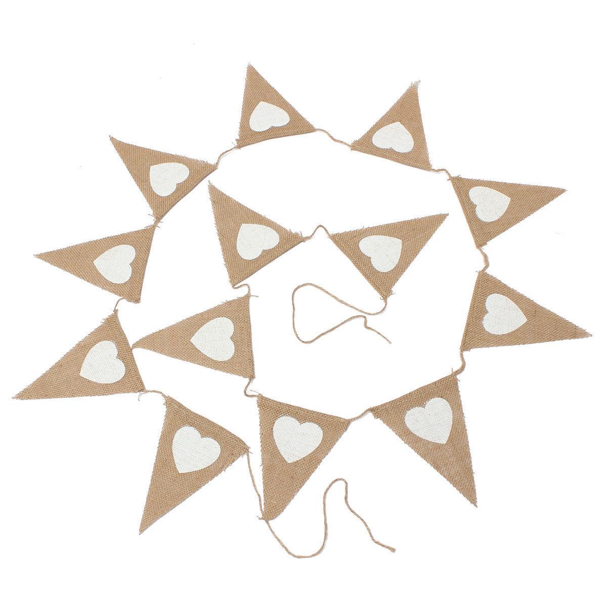 Burlap Flags Banner Triangle Bunting Flags Pennant Banner Brown Flags String Party Hanging Decor Supplies for Celebration