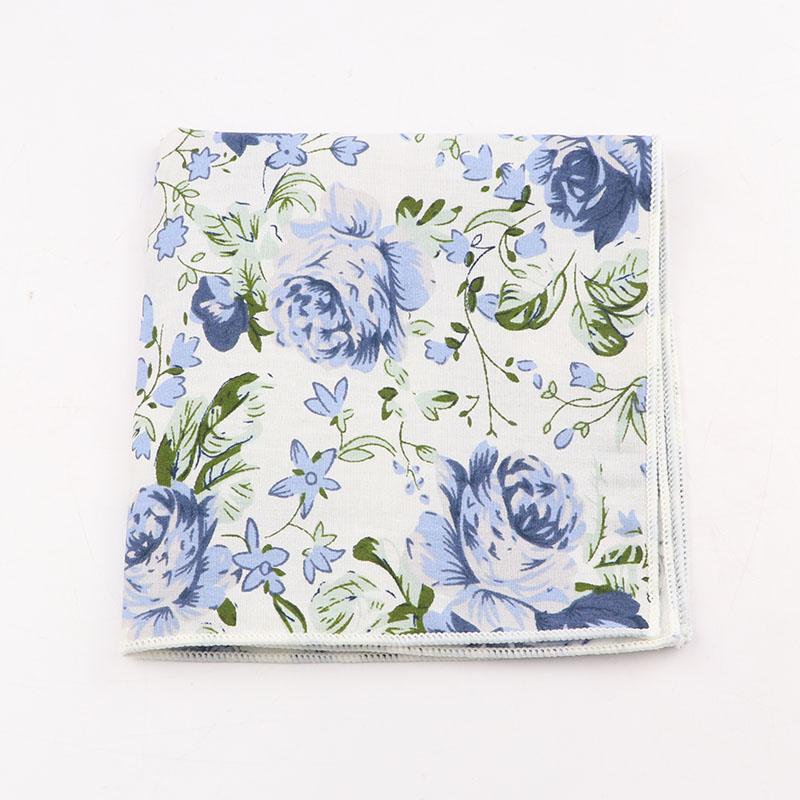25cm Vintage Floral Cartoon Printed Handkerchief Cotton Women Men Wedding Suits Pocket Square Adult Gift Accessory High Quality
