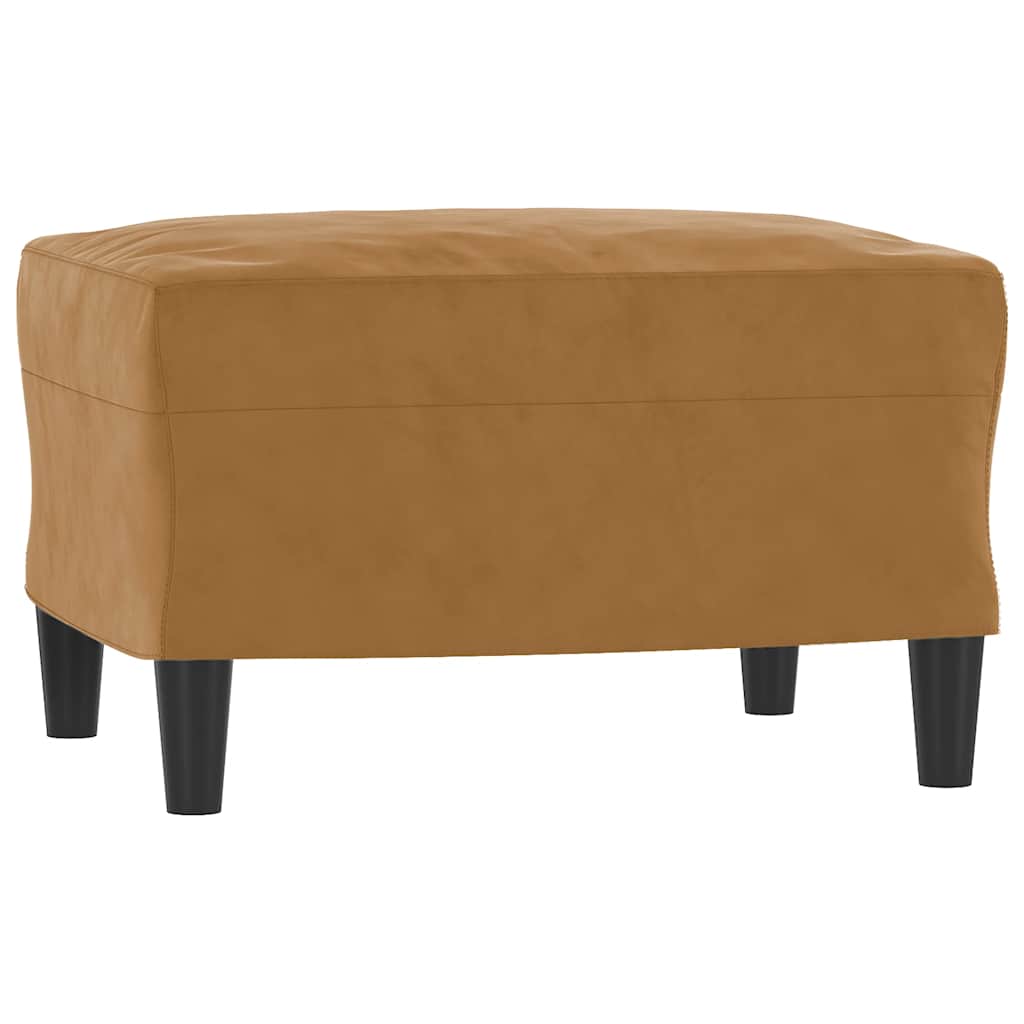 Vidaxl Fotel Z Podnóżkiem, Brązowy, 60 Cm, Obity Aksamit