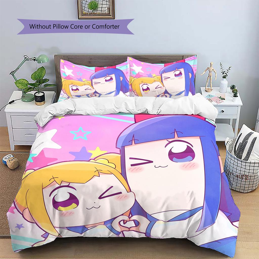 Pop & Pipi  Pattern Bedding Quilt Set  Home Decoration  Gift (1 * duvet cover + 2 * pillowcase  without core)