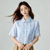 Inman Women's French Style Pure Cotton Jacquard Short Sleeve Shirt