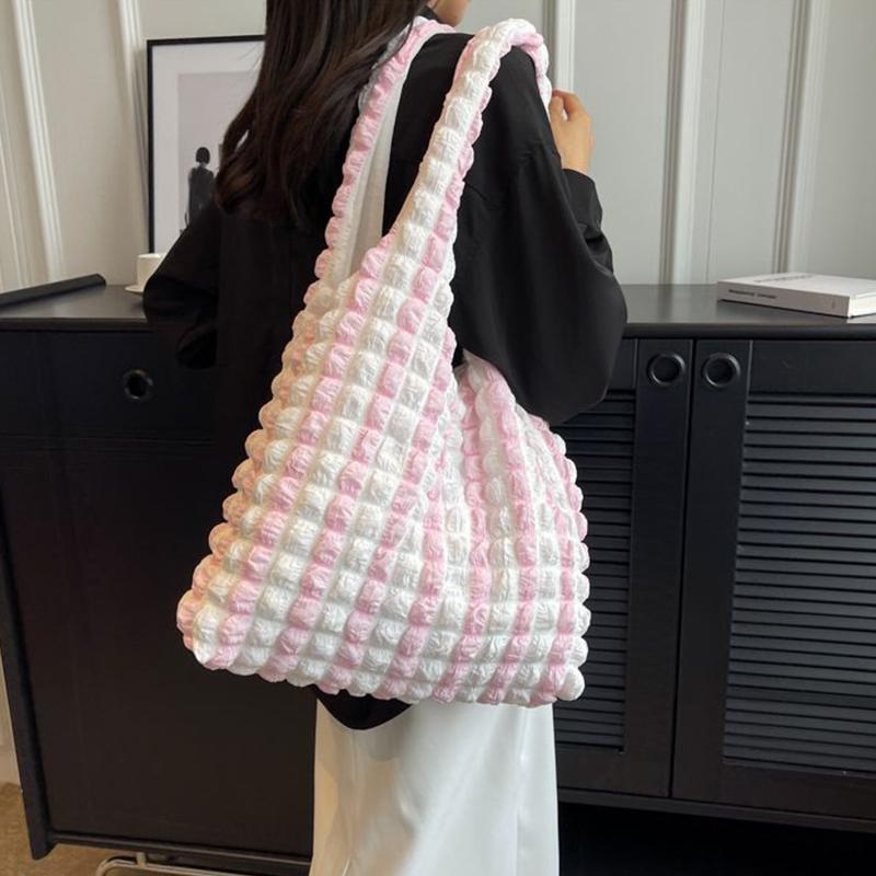 Yogodlns Sommer Stripe Bobleveske For Kvinner Godterifarge Skulderveske Shopping Tote Håndveske Jenter Armhuleveske Pung