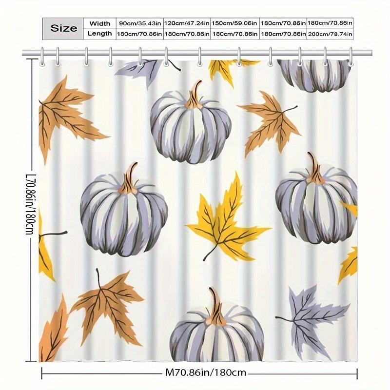 Elegant Watercolor Maple Leaf & Pumpkin Shower Curtain - High-End, Anti-Fog, Multi-Functional Bathroom Decor with Hooks Included