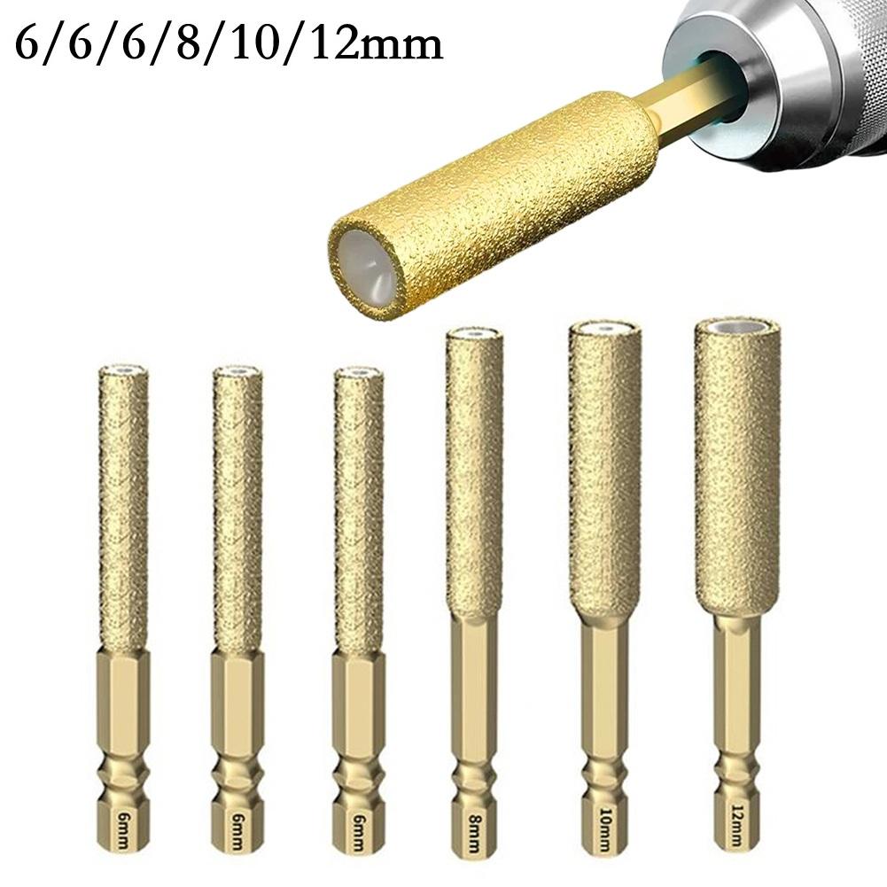 6pcs 6-12mm Hexagonal Shank Core Drill Bit Brazed Diamond Drill Bit For Tile Marble Granite Concrete Dry Drilling Hole Opener