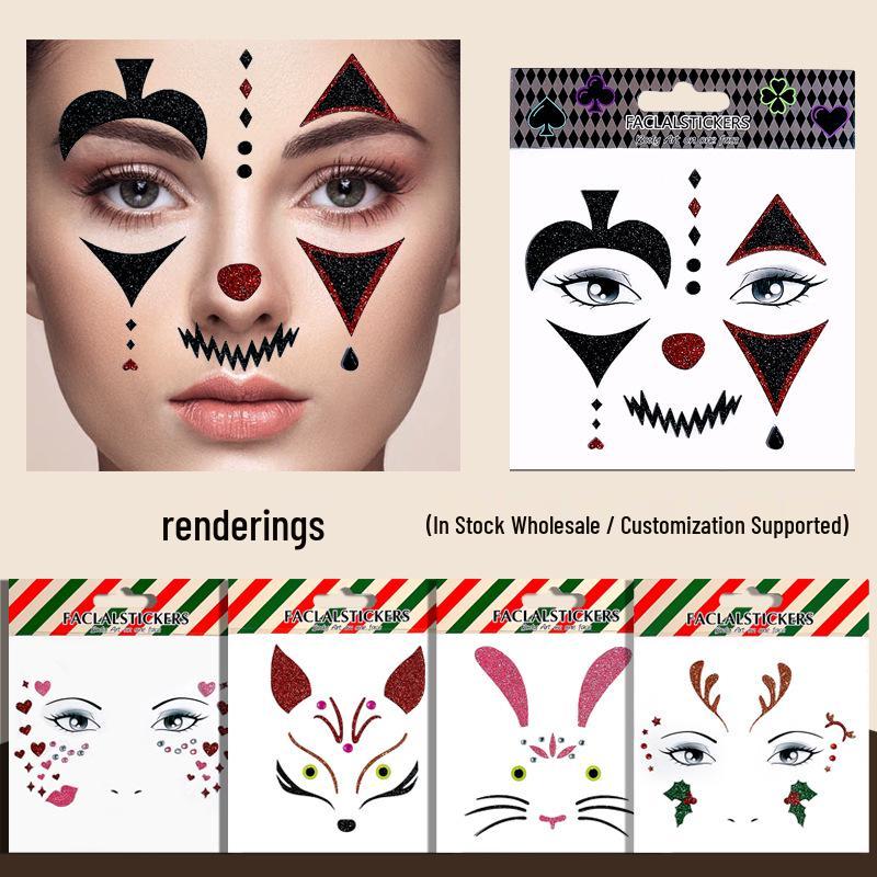 Custom Festival Party Glitter Face Stickers for Christmas & Halloween Makeup