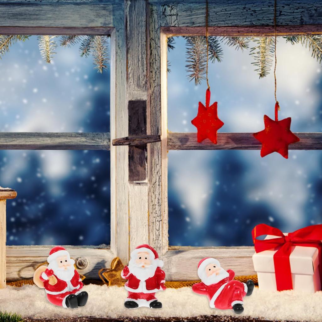 POPETPOP Christmas Santa Claus Figurines, Ornaments, Miniatures, 12 Pieces (Mixed Styles Shipped)