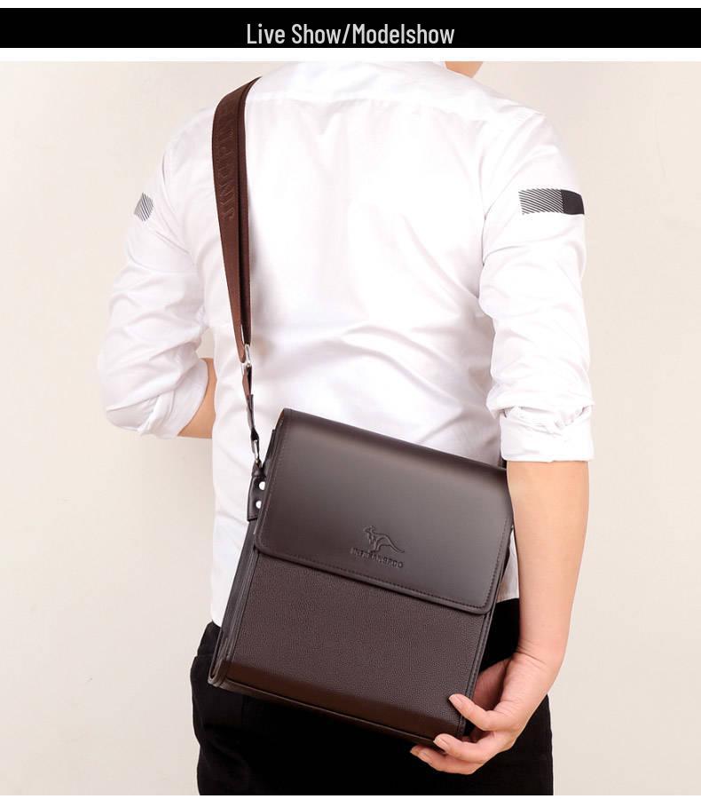 Męska Torba na Ramię z Prawdziwej Skóry - Miękka Torba Listonoszka Biznesowa Pionowy Plecak