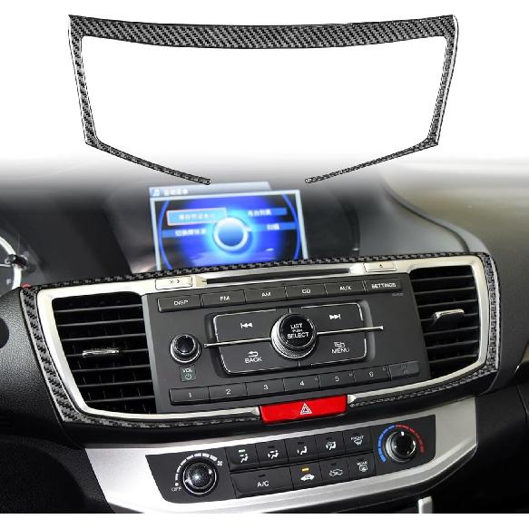 Carbon Fiber Decorative Stickers Car Central Control CD Radio Buttons Konb Media Panel Frame Car Interior Compatible with Honda Accord 2013 2014 2015
