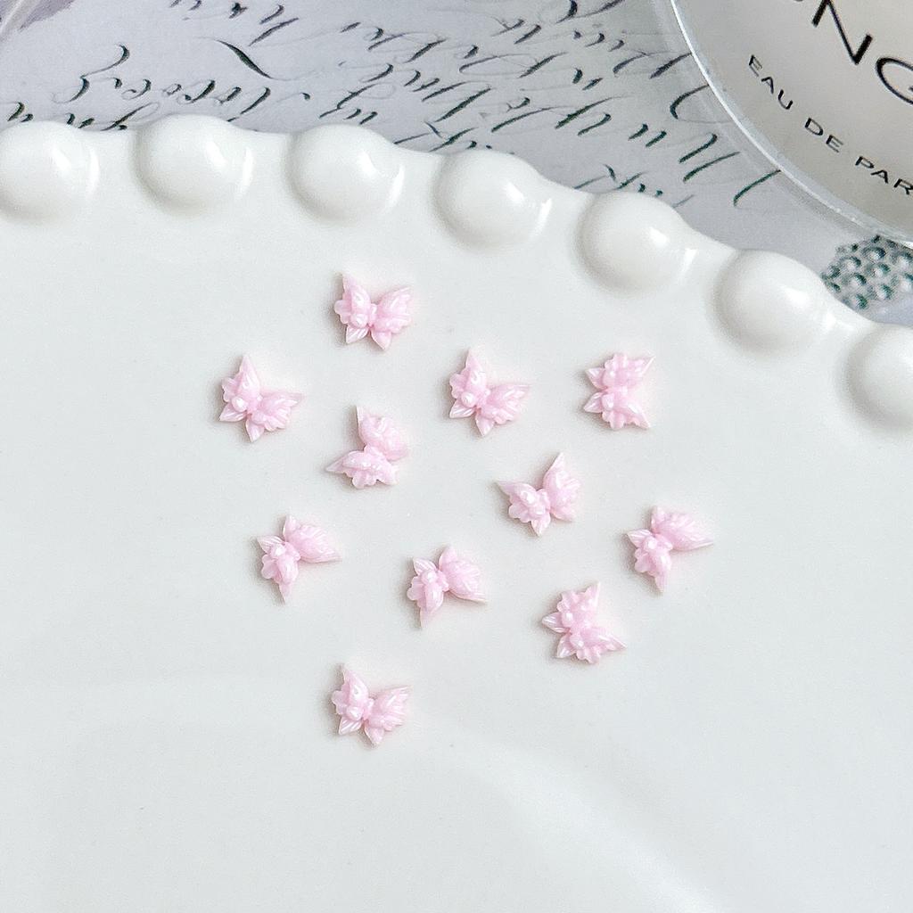 ins Pink and White Mini Bowknot Nail Art Accessories Resin Girly Wearable Nails DIY Decoration Materials