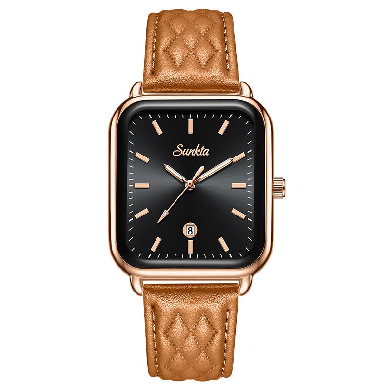 SUNKTA Ladies Watch Square Women's Wristwatch Quartz Calendar Elegant Casual Fashion Retro Watch Women Relogio Feminino+BOX