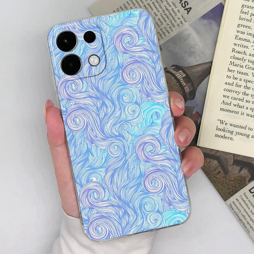 

Прозрачный чехол для Oppo Realme V70 V70S P3 C75 C75x GT7 K13 Задняя крышка Модный изящный цветочный узор Мягкий тонкий силиконовый противоударный чехол для корпуса Oppo Realme GT7