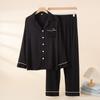 1011 new women's homewear comfortable and breathable solid color simple long-sleeved trousers women's suit