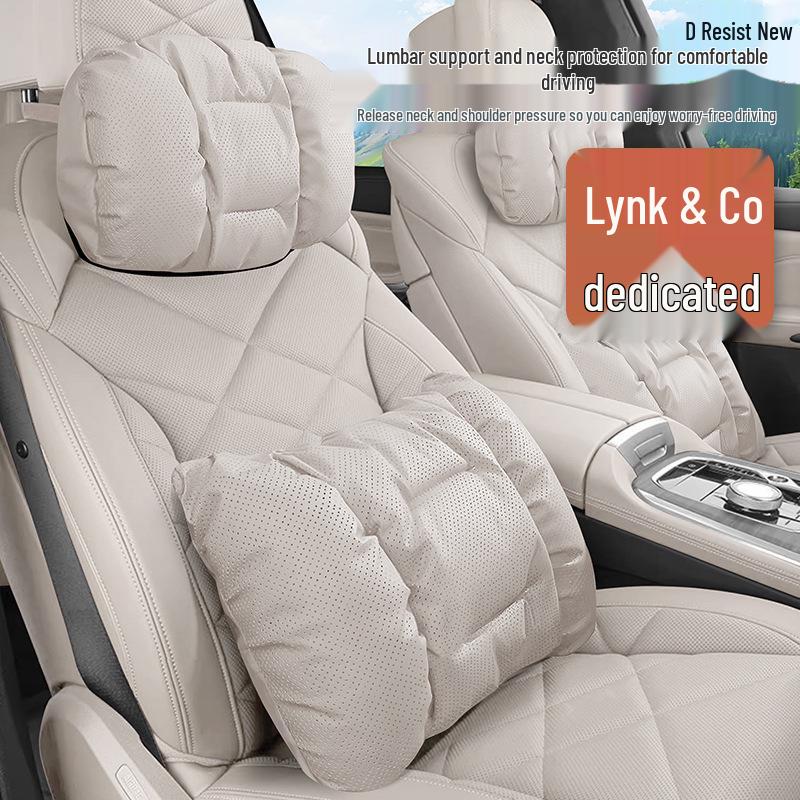 Kompatibel mit Lynk & Co: 900/08/03/07/10/09/06 Auto-Kopfstütze Lendenwirbelstütze und Nackenschutz-Kissen, Nappaleder.