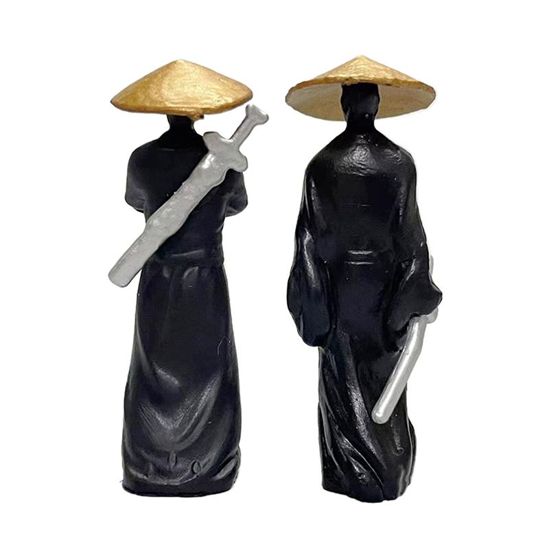 Cool Chinese Kung Fu Swordsman Figure Sand Table Layout Mini Landscape Supplies Desk Decoration Fairy Garden Miniatures