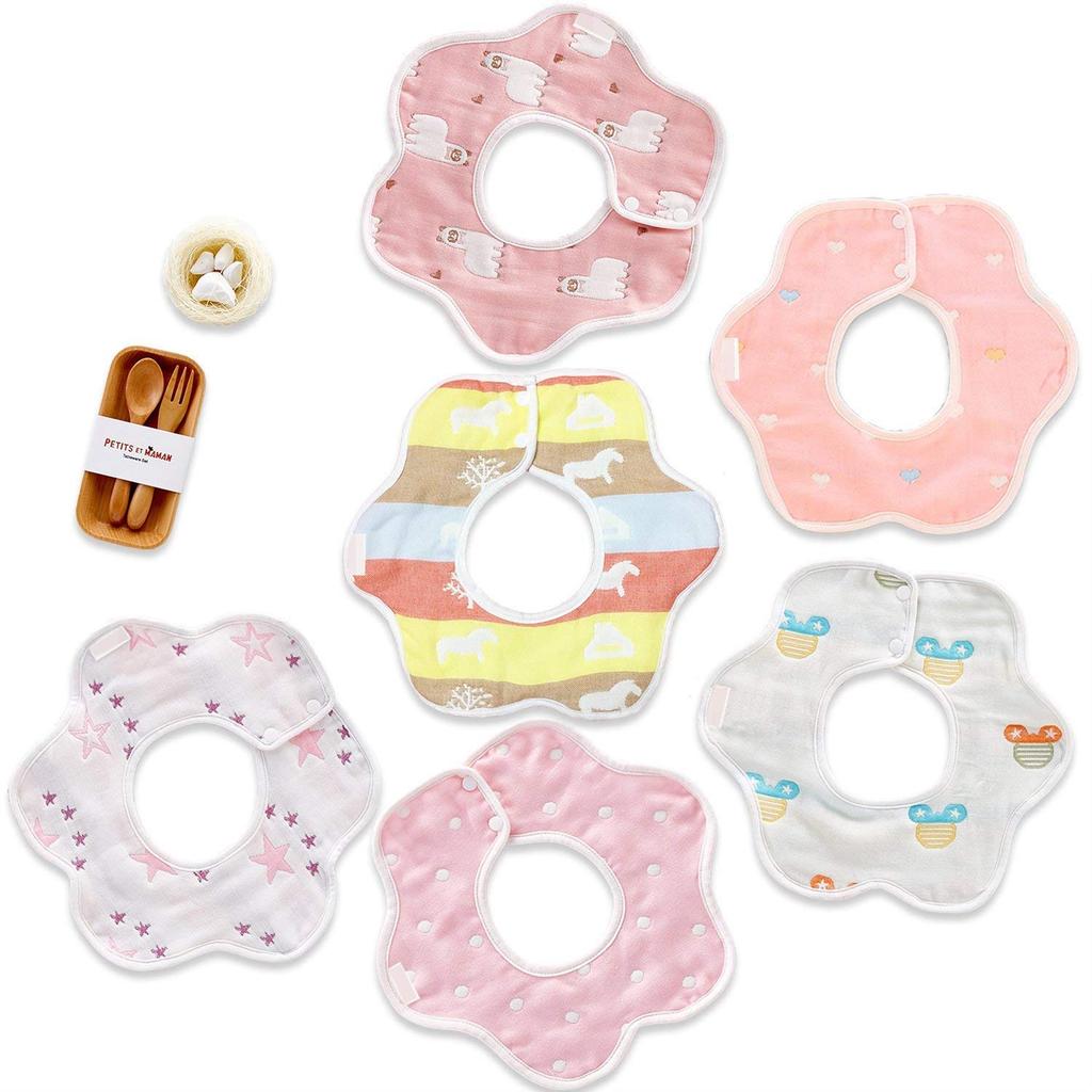 CREDIBLE Baby Sleeper Set Baby Bib Set with Original Fluffy Newborn Baby Baby BM0254C (Summer/Winter) + (6 Bibs) Merchandise, 100% Cotton, 6-Ply,
