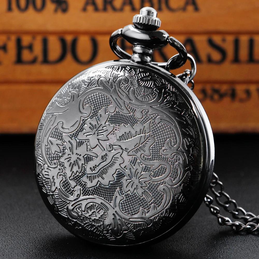 Black Vintage Romantic Star Sky Moon Star Design Roman Quartz Pocket Watch Necklace Pendant Chain Pocket Clock Women Men gift
