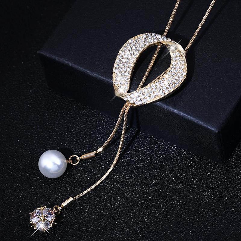 

Fashion Accessory Long Snake Chain Necklace With Zircon Embellishments For Women золотой