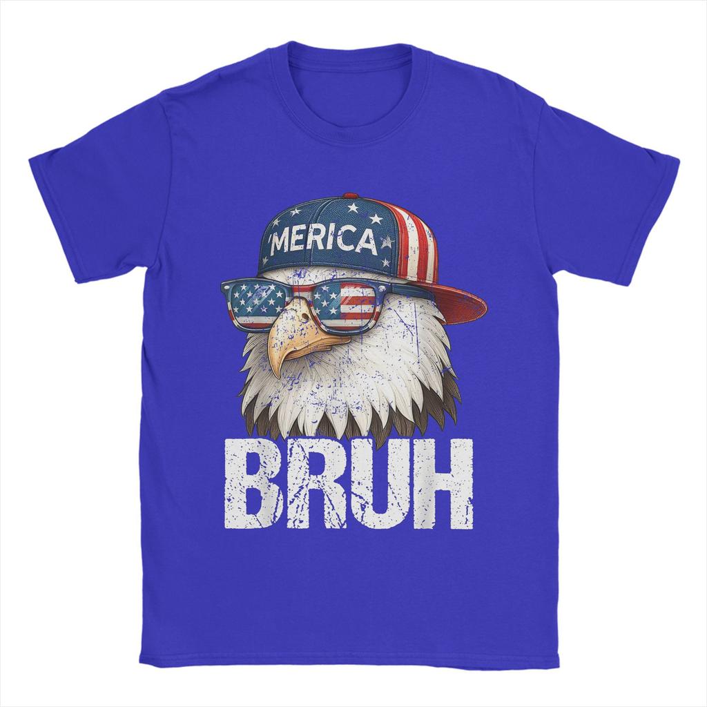 Herren T-Shirts Bruh Vierter 4. Juli Adler Amerikanisch Patriotisch Cool Reines Baumwoll-T-Shirt T-Shirt Rundhals Kleidung Geschenk