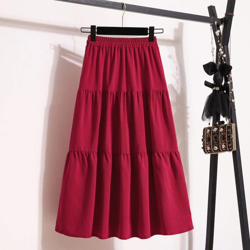 

Весенняя однотонная миди-юбка с вставками 2024: Универсальный, С высокой талией, Стройнящий, Вариант большого размера M 95-110 вино красного