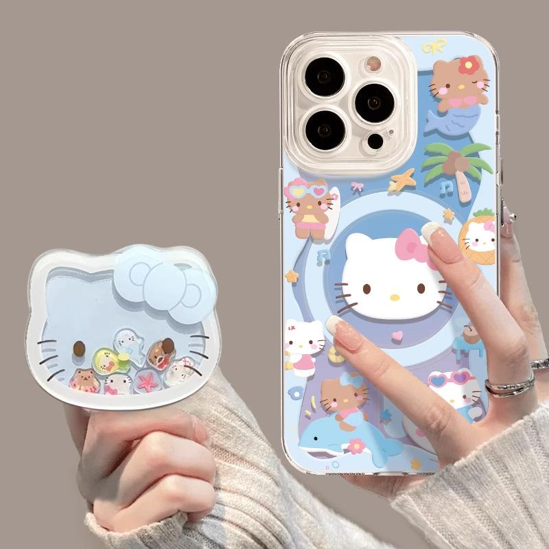 Kitty cat apple 17promax magnetic mobile phone case iPhone17pro with bracket 17 transparent case