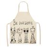 1Pcs Apron Cotton Linen Cooking Cute Cat Printed Home Sleeveless Aprons Men Women Baking Accessories Household Kitchen Supplies