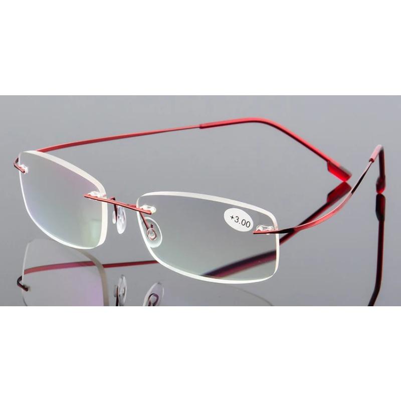 Ultraleichte TR90 Memory Titan Randlose Lesebrille Damen Altersweitsichtbrille