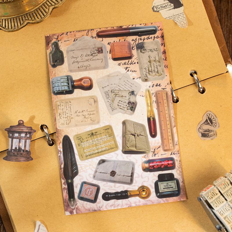 30-Piece Antique Style Sticker Album, Nostalgic Retro Designs, Ideal for DIY Crafts & Card Making