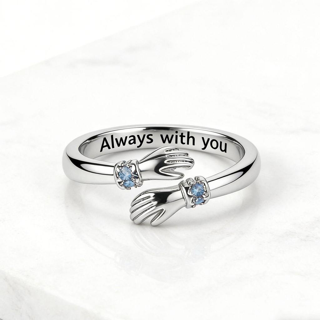 Trendy Adjustable European-American Double Ring with Inlaid Diamonds