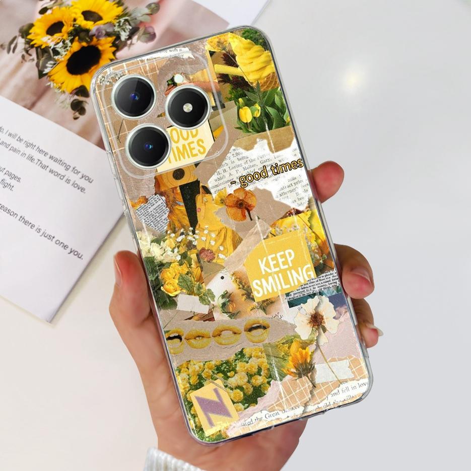 For Realme C61 Case RMX3939 Cute Panda Cartoon Painted Cover Soft Slim Phone Case For Realme C63 C 61 RealmeC61 RealmeC63 Bumper