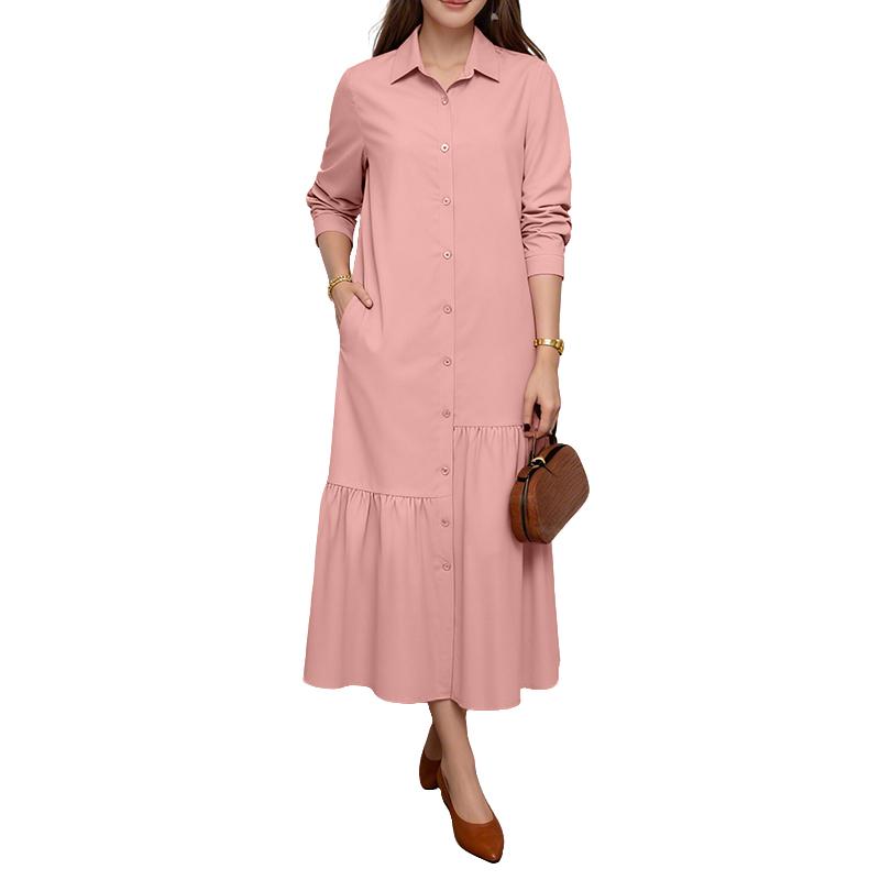 ZANZEA Women Casual Turn Down Collar Loose Long Sleeve Shirt Dress