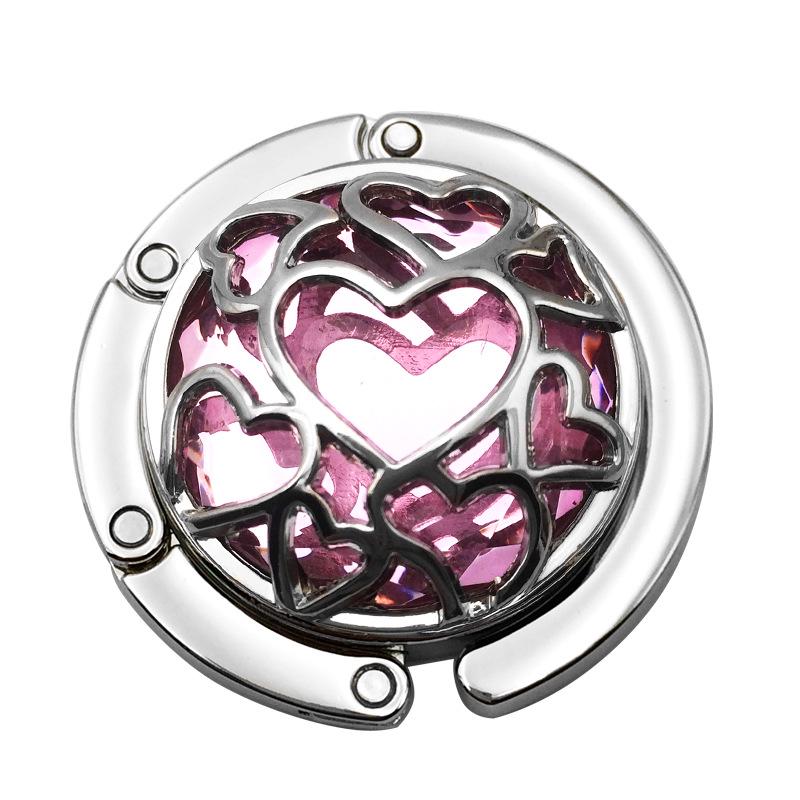 Heart-Shaped Crystal Mesh Folding Bag Hook