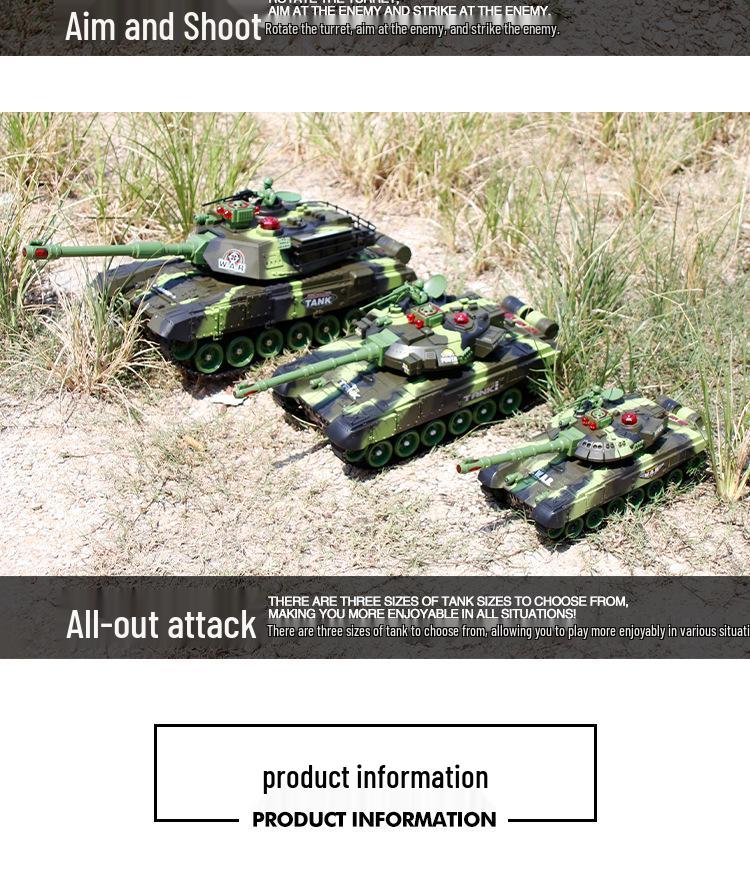 Large RC Parent-Child Tank Battle Toy: Rechargeable, Tracked Off-Road 2.4G Cannon Vehicle