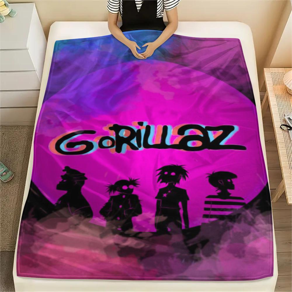1 Stück Gorillaz Print Flanelldecke, Hohe Qualität, Bequem für alle Jahreszeiten, Heimdekoration, Wärme und Komfort, Perfekt für Weihnachtsgeschenke