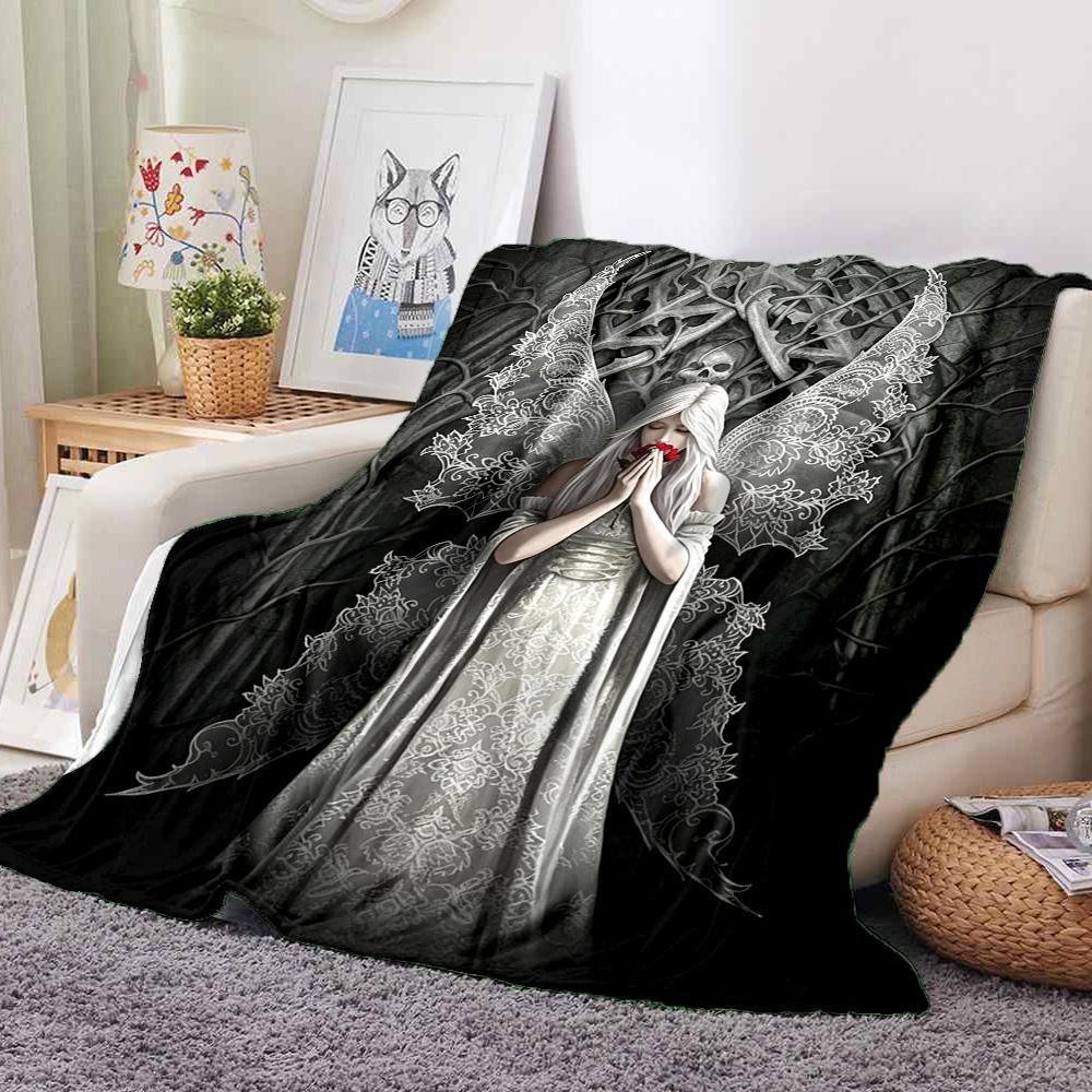 Gothic Angel Flannel Blanket Throw Blanket Soft Warm Sofa Bed Camping Home Decor Unique Christmas Gift Cs92274