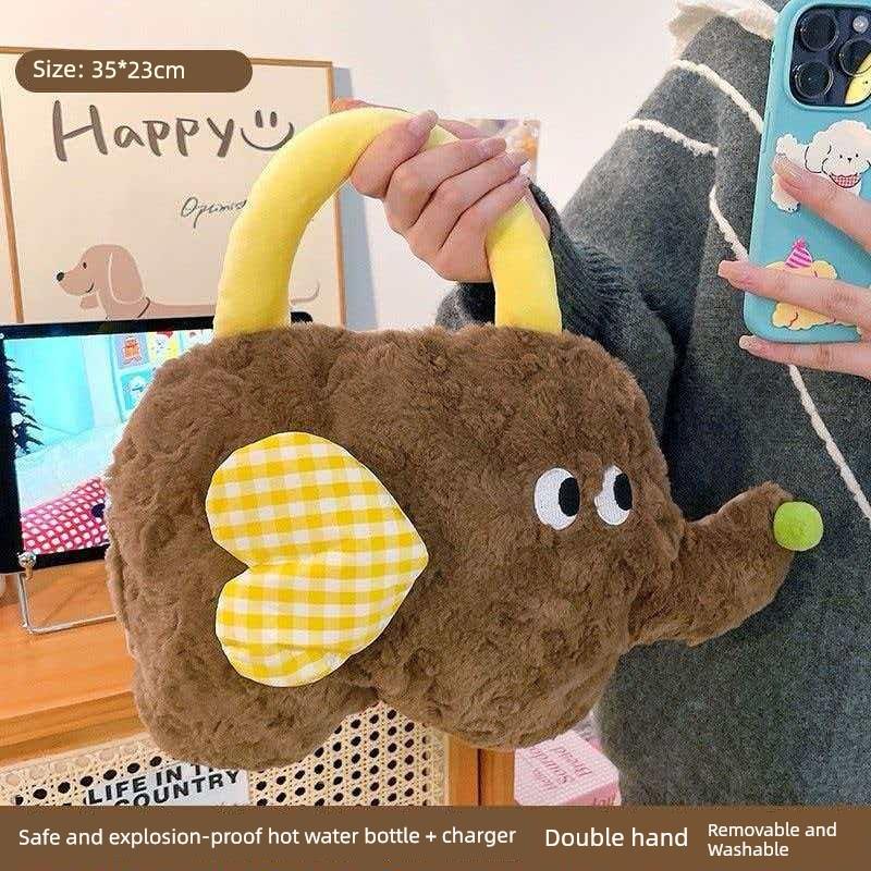 Hot Water Bottle 2025 New Model, Rechargeable, Explosion-Proof, Thickened, Cute Dog Plush, Water-Filled, Can Be Inserted Into Hands